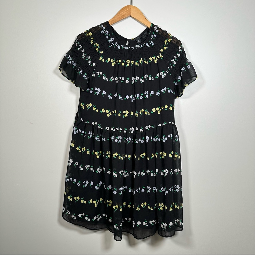 Ann Taylor Black, Lavender, Yellow Florals Blouse  Size Small Petite